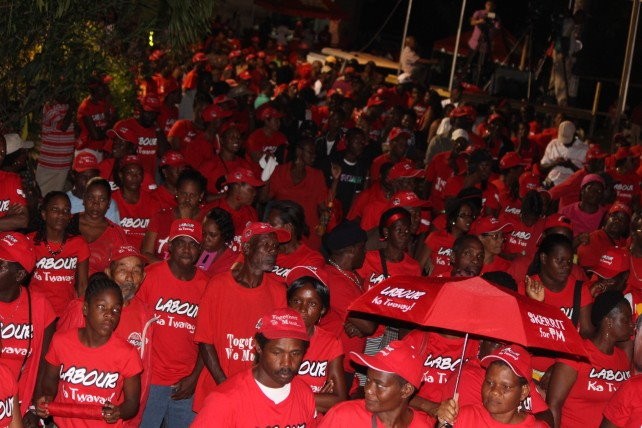 DLP supporters at a rally during the run up to the 2014 general election 