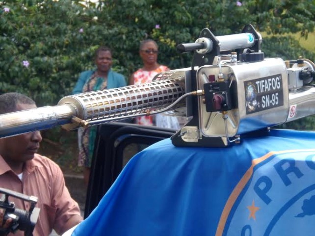 A fogging machine donated by PAHO for combating the Aedes Egypti the main transmitter of Zika 