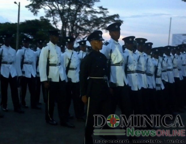 Police officers in parade in Dominica  