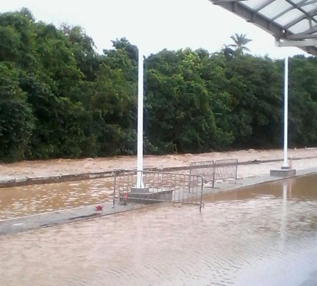 The Melville Hall River flooded the airport in March 