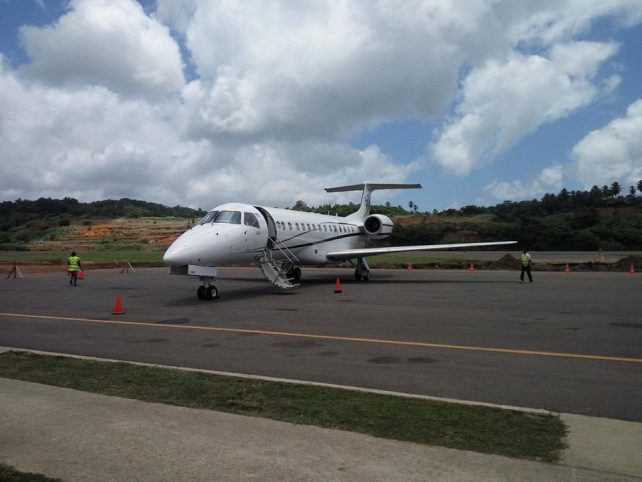 A test flight of the chartered service landed in Dominica on Friday 