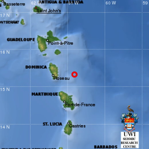 Red circle indicates location of quake 