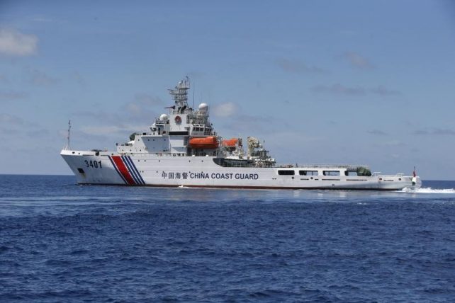 A Chinese Coast Guard vessel in a disputed section of the South China Sea. Photo: Erik De Castro/Reuters 