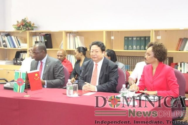 From left: PM Skerrit, ambassador Jiangning and Blanchard