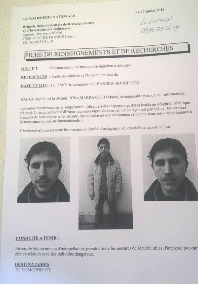 Poster circulated by French authorities on the matter 