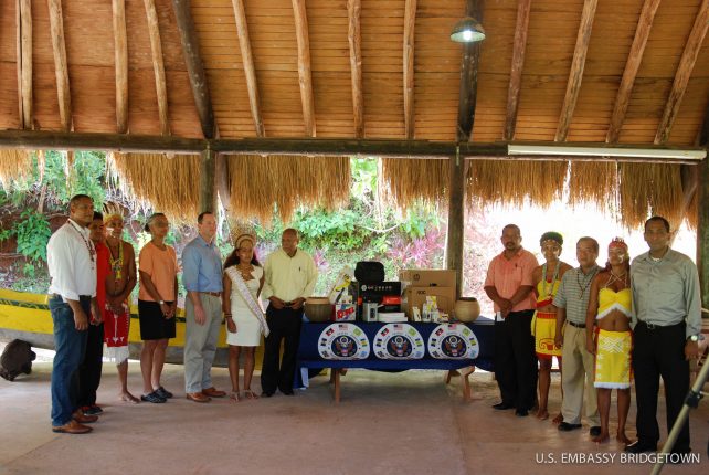 The US Embassy team poses with representatives of the Kalinago Territory 