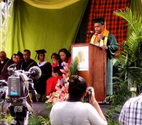 Valedictorian Al Parillon gives his speech at the event