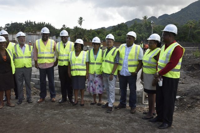 Officials tour the construction site on Wednesday 