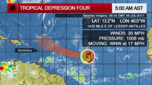 Tropical Depression Number Four forms in Atlantic