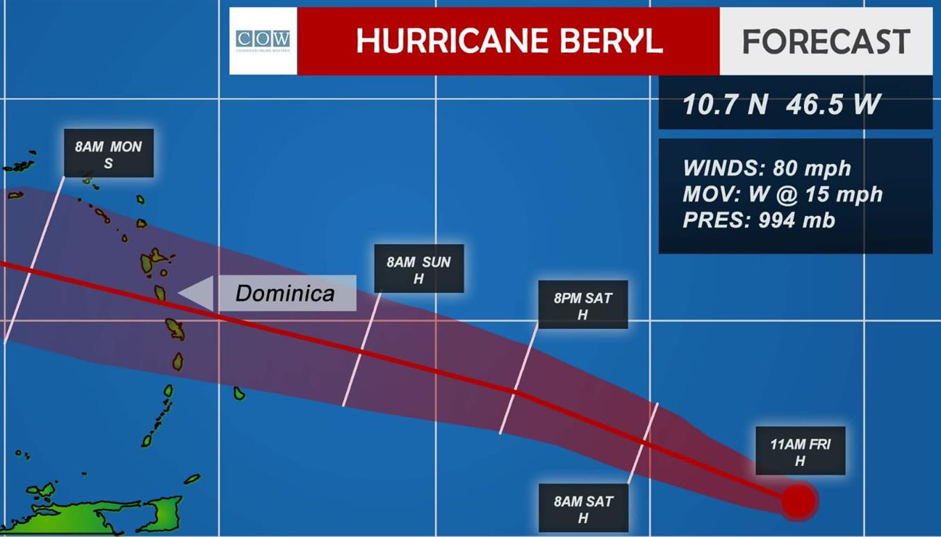 Beryl hurricane reaches lesser antilles remain when update