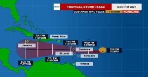 Hurricane watch remains in effect for Dominica.