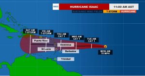 UPDATE: Little change in strength as Isaac heads to Dominica