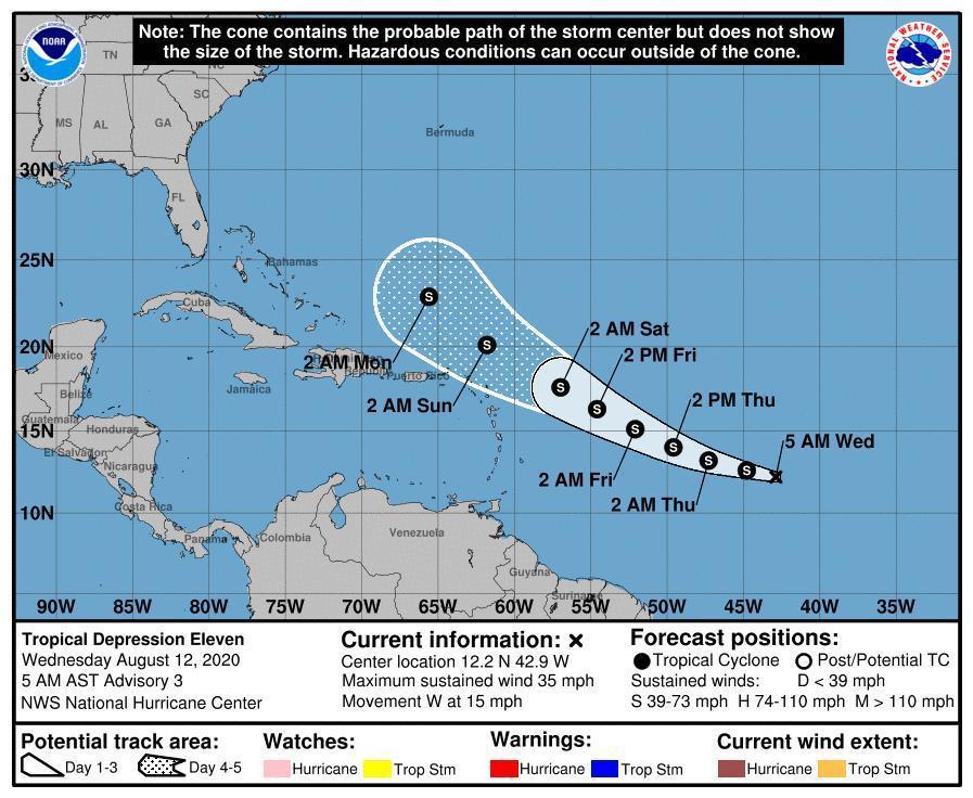 WEATHER ADVISORY (6:00 AM, Aug 12): Tropical depression eleven expected ...