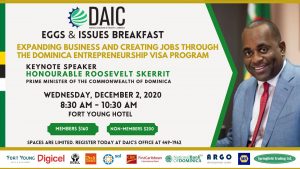 DAIC Hosts the Honourable Roosevelt Skerrit as Keynote Speaker at Eggs & Issues Breakfast