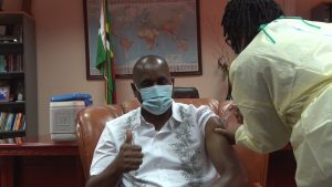 PM Skerrit takes his first COVID-19 vaccine shot