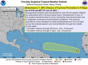 WEATHER (12:00 PM, June 25): Showers, thunderstorms expected next 24-36 hrs, strong tropical wave by next week