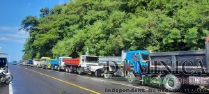 IN PICTURES (WITH VIDEO): Truck drivers assemble under Canefield Cliff in Dominica