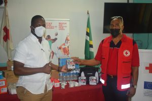 The Dominica Red Cross Society donates medical supplies to the National COVID-19 Vaccination Unit
