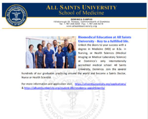 ANNOUNCEMENT: Biomedical Education at All Saints University – Key to a fulfilled life