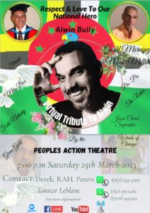 ANNOUNCEMENT: People’s action theatre to honour Alwin Bully in virtual tribute on 25th March 2023