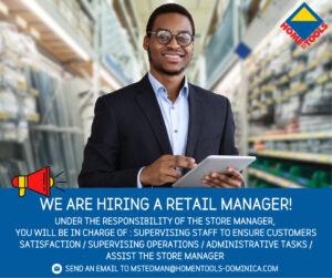 VACANCY ANNOUNCEMENT: Retail Manager Home n Tools