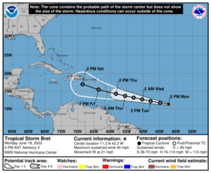 WEATHER (6:00 PM, June 19): Tropical Depression Three upgraded to tropical storm