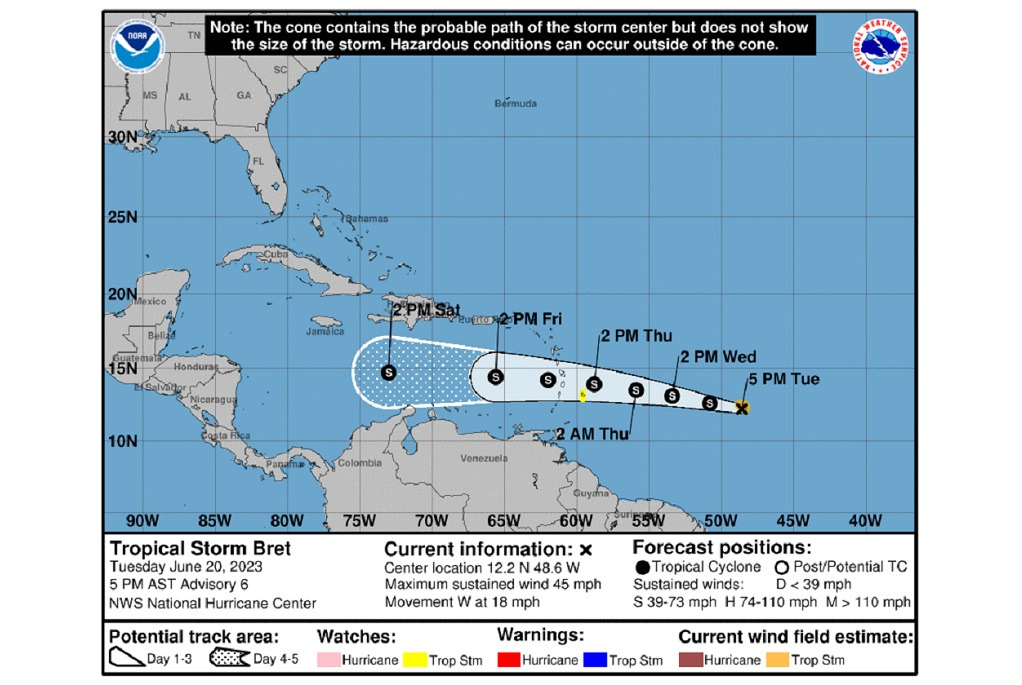 WEATHER (500 AM, June 21) Tropical Storm Watch continued for Dominica