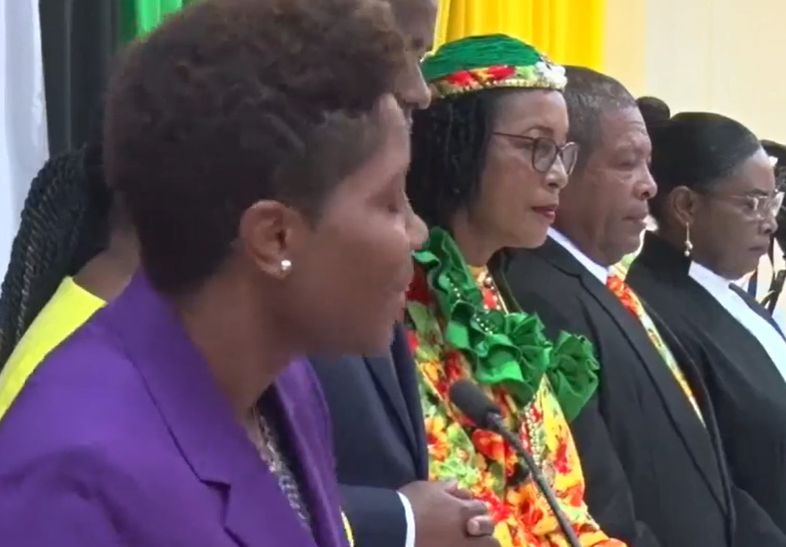 Swearing in of Her Excellency Mrs. Sylvanie Burton as President of