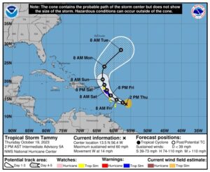 Tropical Storm Watch upgraded to Tropical Storm Warning for Dominica