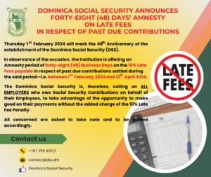 ANNOUNCEMENT: Dominica Social Security amnesty on late fees