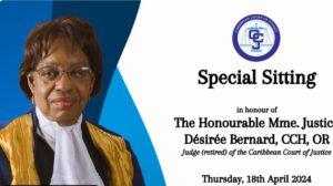 LIVE: Virtual Special Sitting for The Honourable Mme. Justice Désirée Bernard from 9:30am