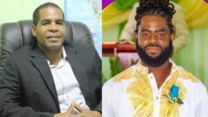 Former UWP member Joshua Francis and Marigot MP Anthony Charles announce their membership of UPP