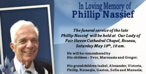 ANNOUNCEMENT: Funeral service of the late Phillip Nassief