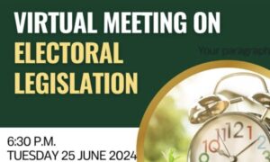 ERC virtual meeting on electoral reform legislation, 6:30 p.m.