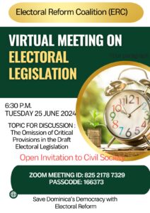 ANNOUNCEMENT: Virtual meeting on electoral legislation today from 6:30PM