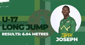 Dominica’s Jaden Joseph faces a let down in Boys’ Under-17 Long Jump at CARIFTA Games