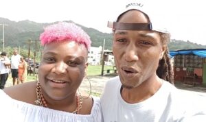 Motorcade with Calypso Monarch Joy Stoute as part of St. Isidore celebration in SanSauveur