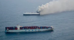 Cargo ship carrying 3000 new vehicles sinks off Alaska weeks after catching fire