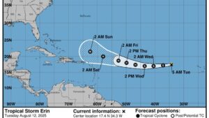 WEATHER(UPDATE): Tropical Storm Erin strengthens as Saharan dust and dry conditions impact region