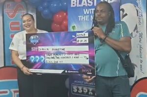 Derek Augustine wins $355,000 Blast Mystery Progressive Jackpot at double presentation ceremony
