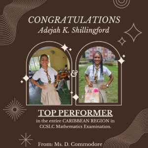 Dominica’s Adejah Shillingford scores 100%, top performer in entire region for CCSLC math exam